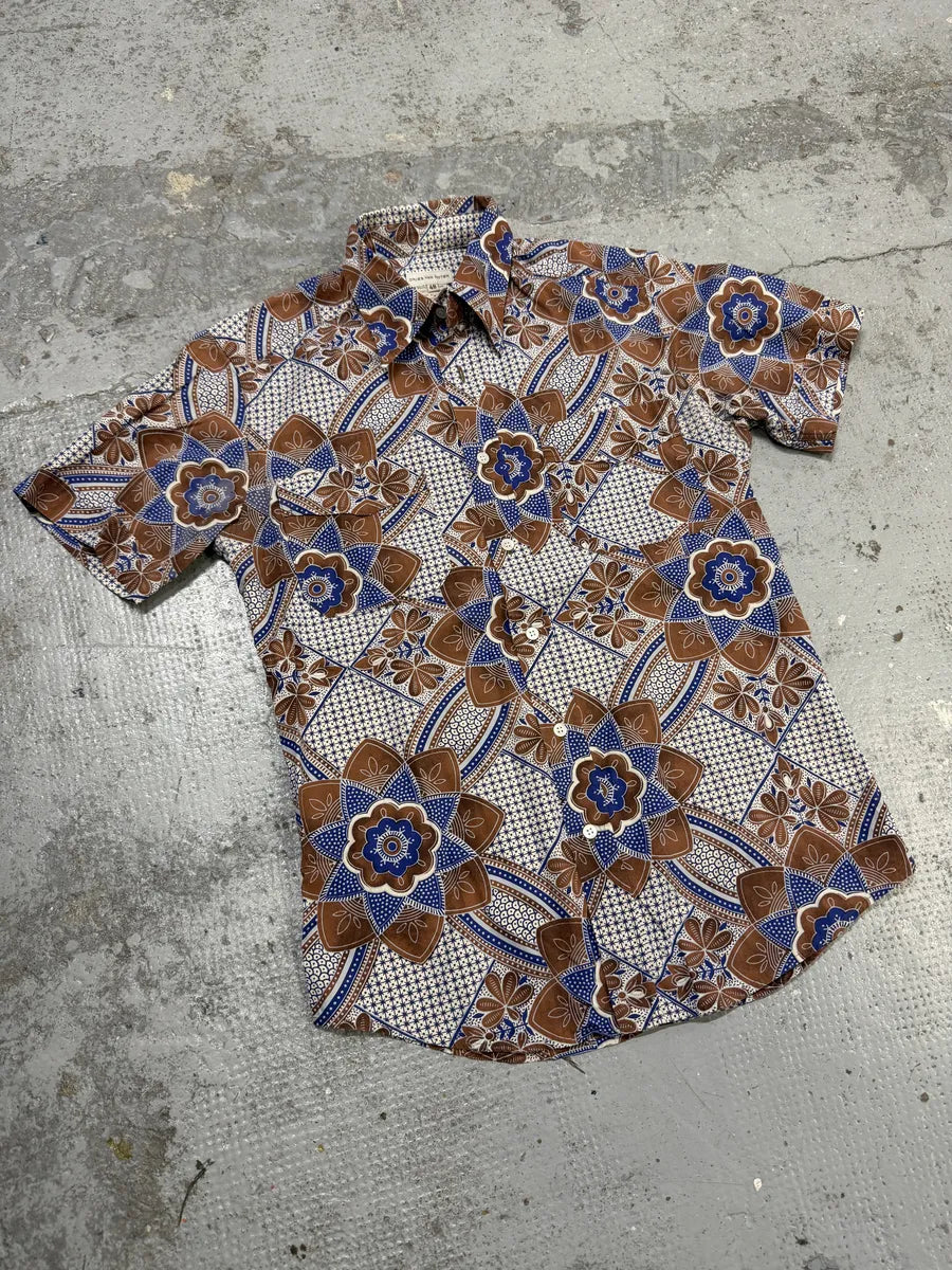 Dries Van Noten Brown & Blue Floral Short Sleeves Shirt GEkeHQt 7
