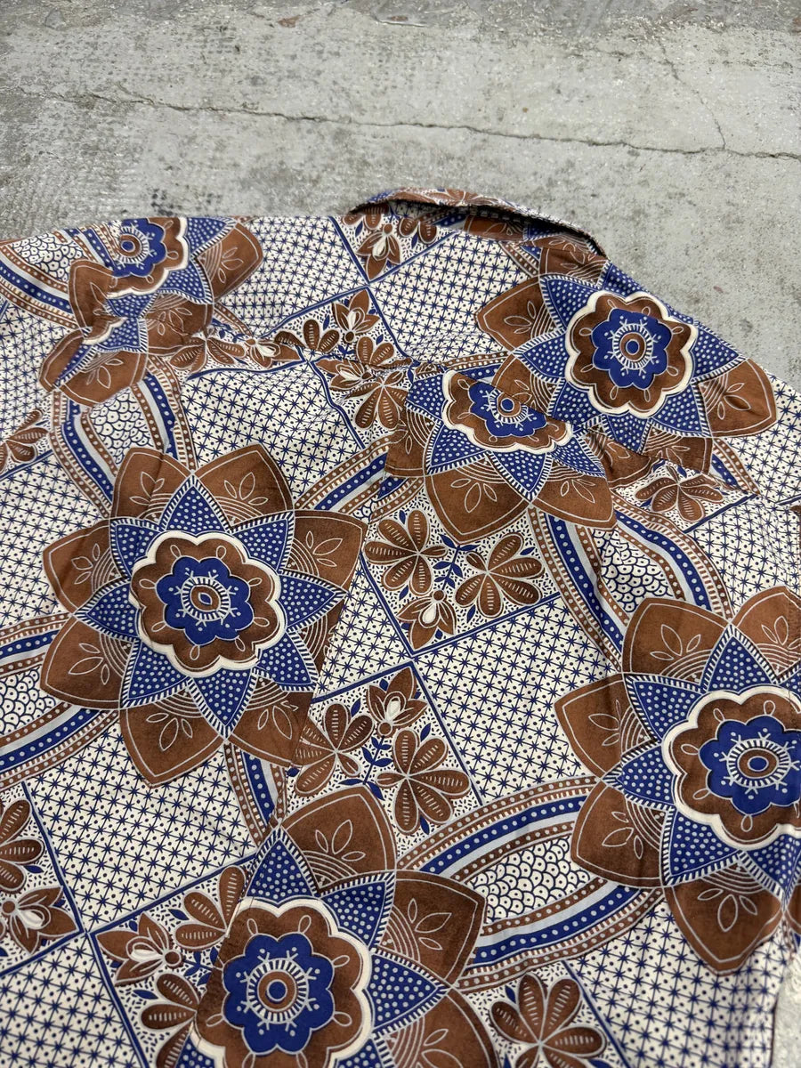 Dries Van Noten Brown & Blue Floral Short Sleeves Shirt GEkeHQt 8