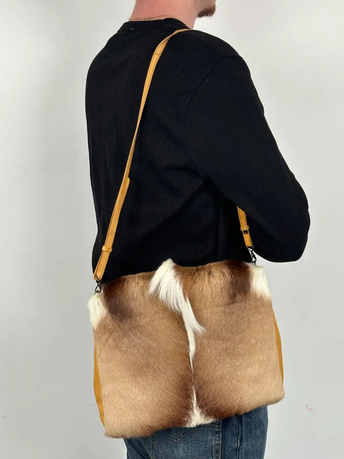 SS2015 Dries Van Noten Fur Beige Leather Shoulder Bag qbtxsmy 2