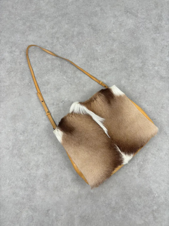 SS2015 Dries Van Noten Fur Beige Leather Shoulder Bag qbtxsmy 6