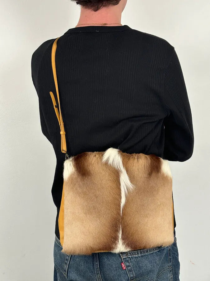 SS2015 Dries Van Noten Fur Beige Leather Shoulder Bag qbtxsmy 1