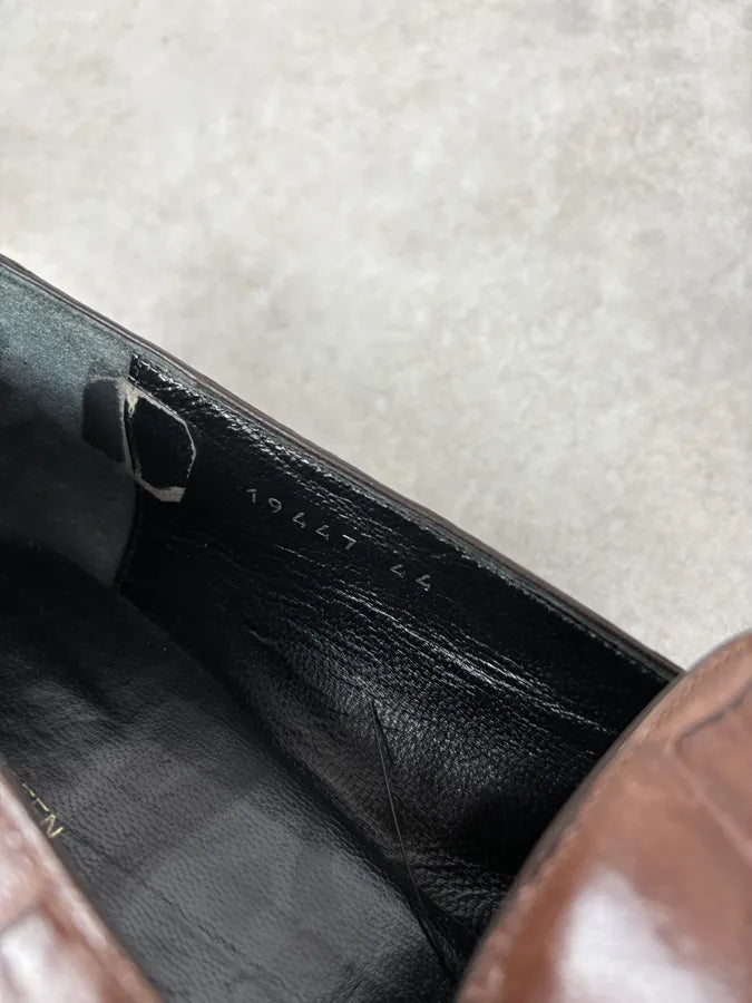 Dries Van Noten Brown Crocodile Effect Leather Loafers WUkxXQV 9