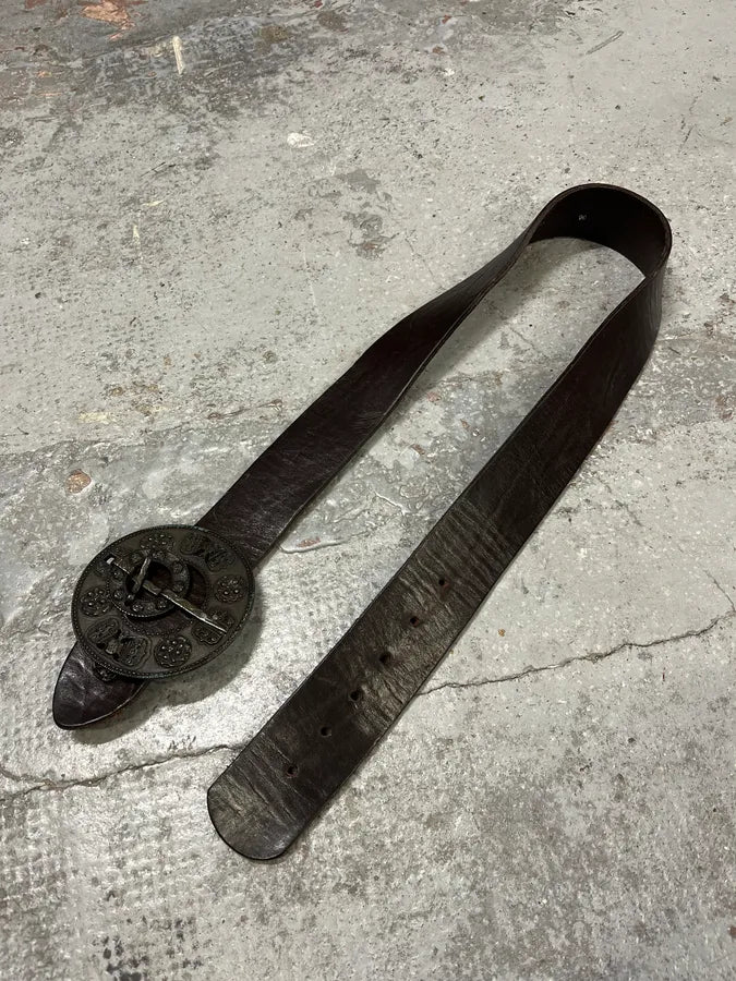 Dries Van Noten Brown Leather Sword Buckle Belt wcCWYcR 1