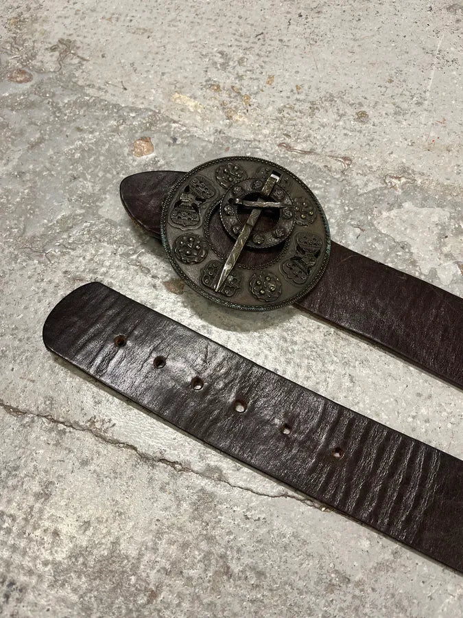 Dries Van Noten Brown Leather Sword Buckle Belt wcCWYcR 2