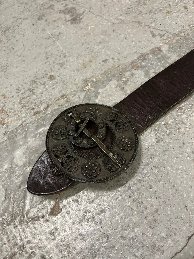 Dries Van Noten Brown Leather Sword Buckle Belt wcCWYcR 3