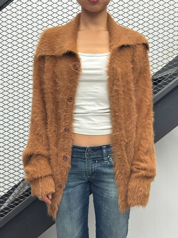 Dries Van Noten Brown Oversized Mohair Classy Cardigan  tDHxpeo 1