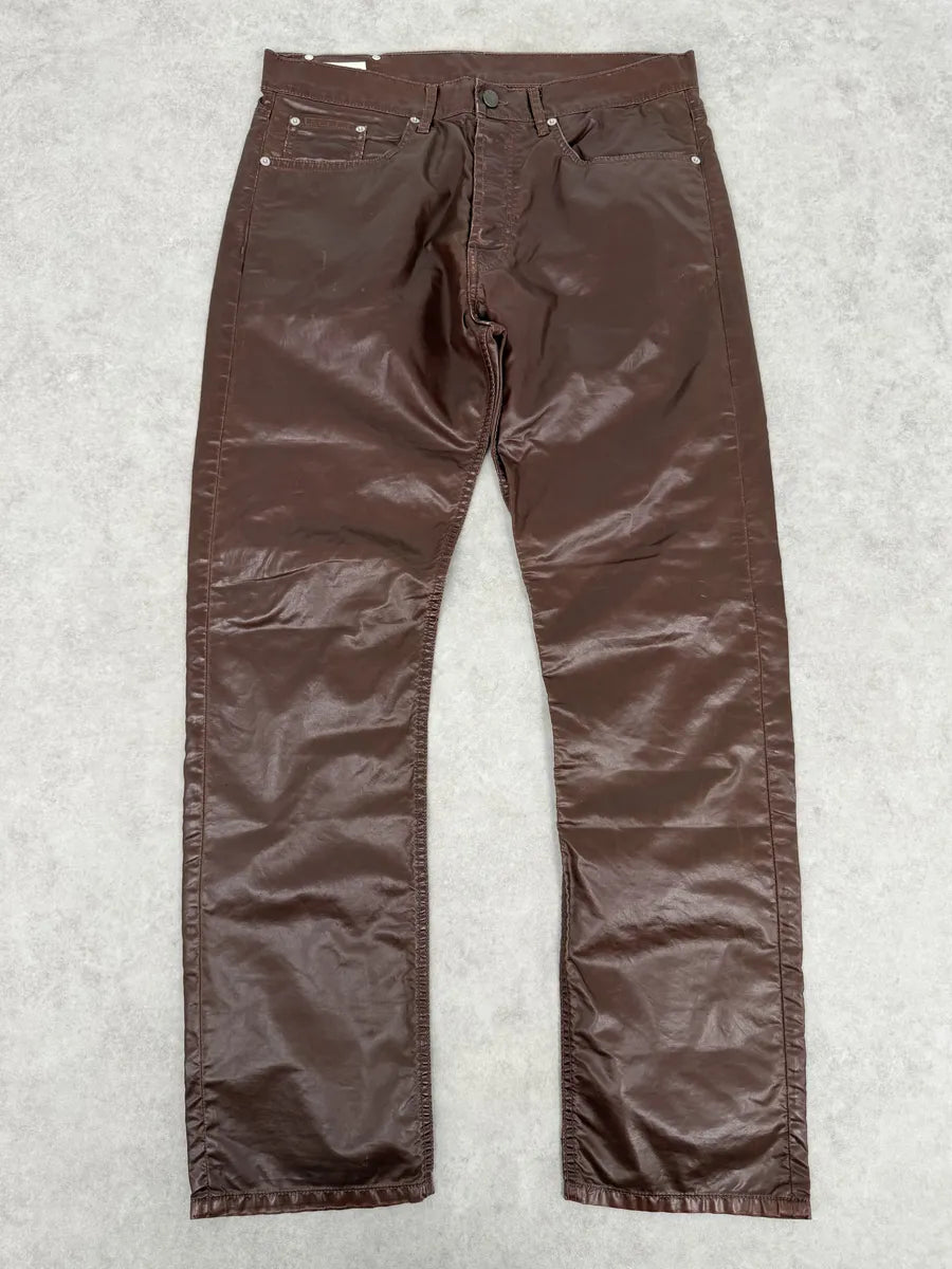 Dries Van Noten Brown Premium Waxed Effect Pants WSTrVzr 0