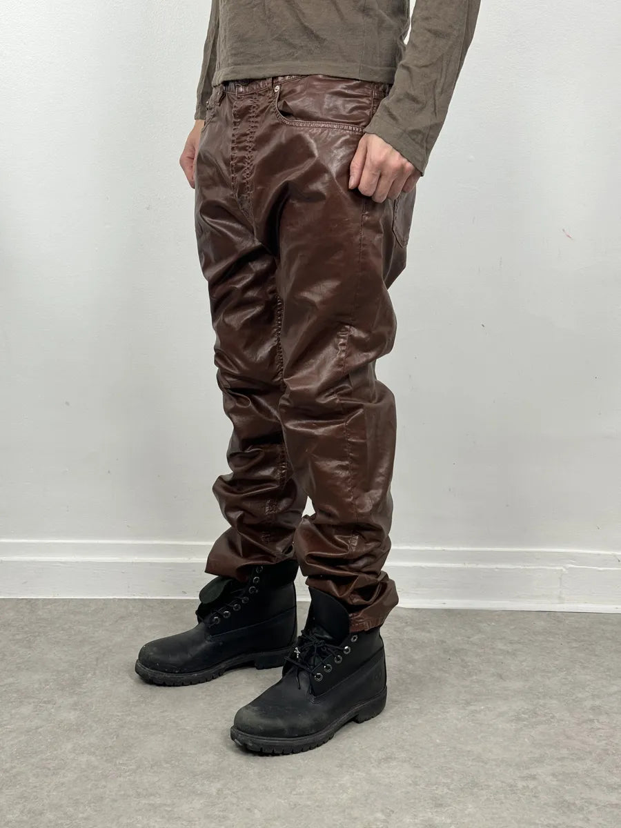 Dries Van Noten Brown Premium Waxed Effect Pants WSTrVzr 1