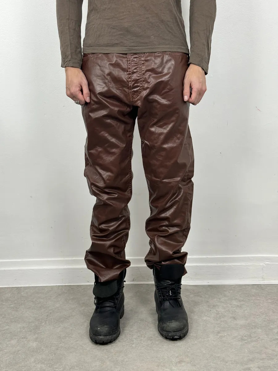Dries Van Noten Brown Premium Waxed Effect Pants WSTrVzr 2