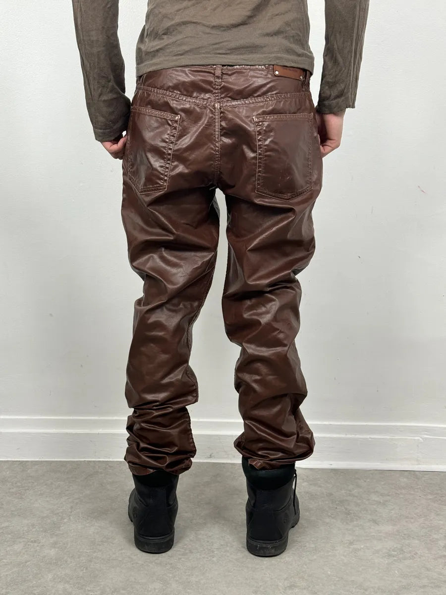 Dries Van Noten Brown Premium Waxed Effect Pants WSTrVzr 3