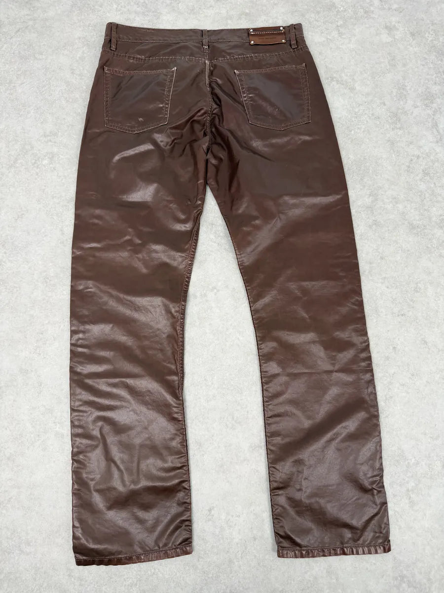 Dries Van Noten Brown Premium Waxed Effect Pants WSTrVzr 4