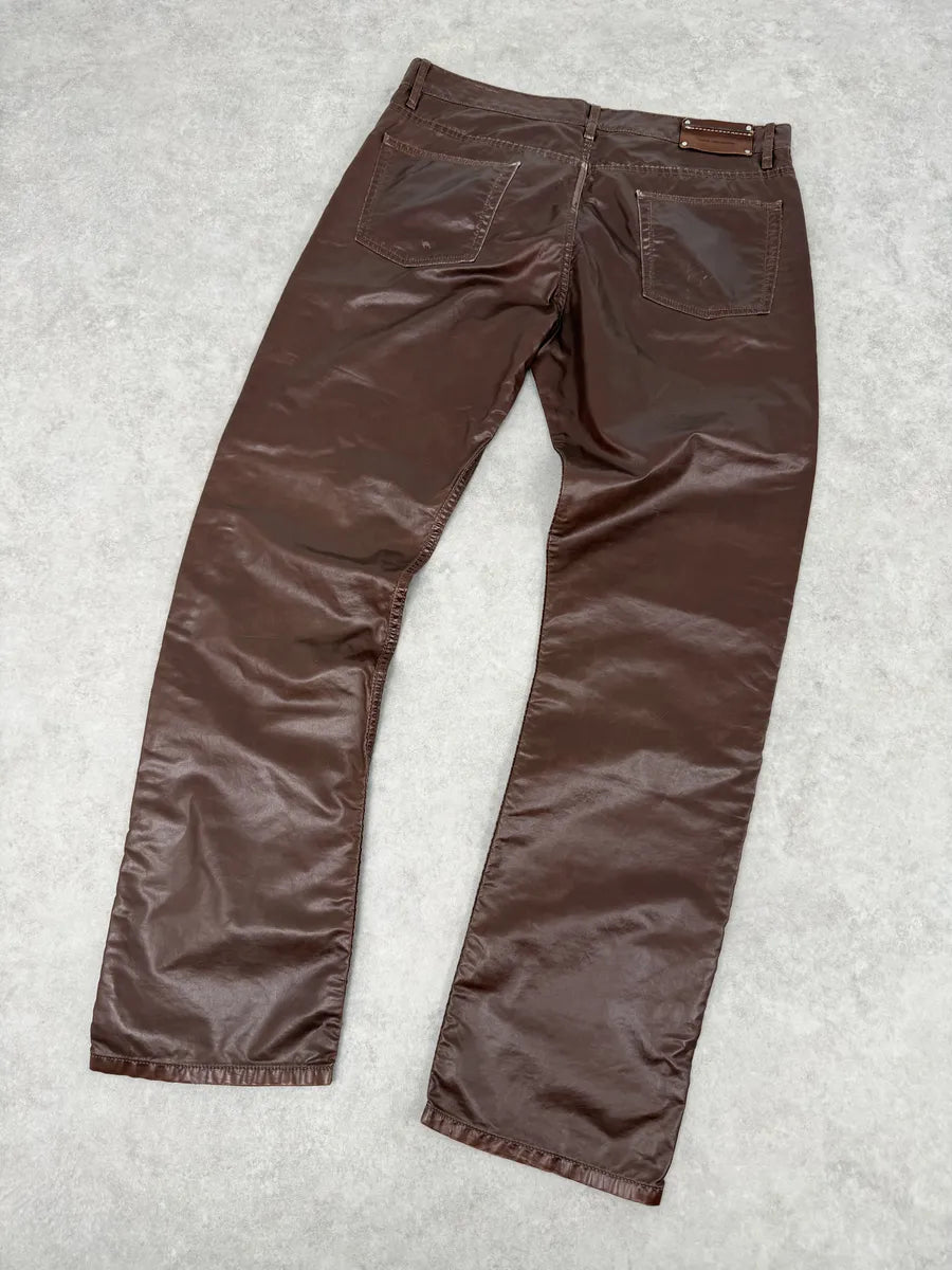 Dries Van Noten Brown Premium Waxed Effect Pants WSTrVzr 5