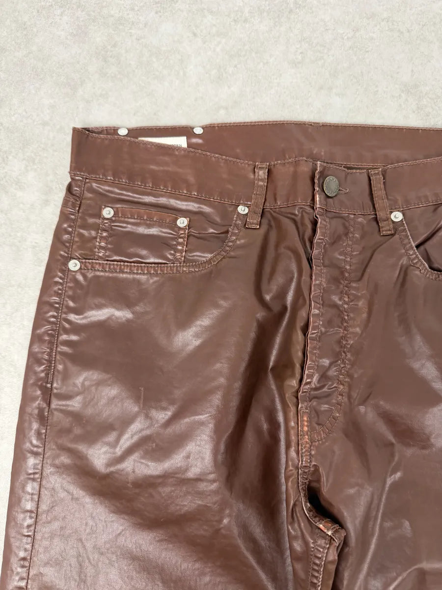 Dries Van Noten Brown Premium Waxed Effect Pants WSTrVzr 6