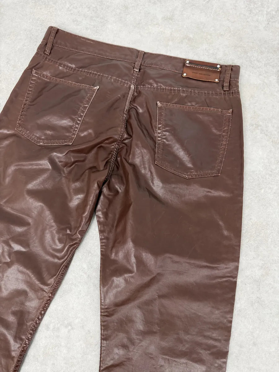 Dries Van Noten Brown Premium Waxed Effect Pants WSTrVzr 7