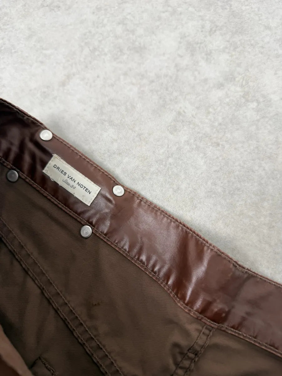 Dries Van Noten Brown Premium Waxed Effect Pants WSTrVzr 8