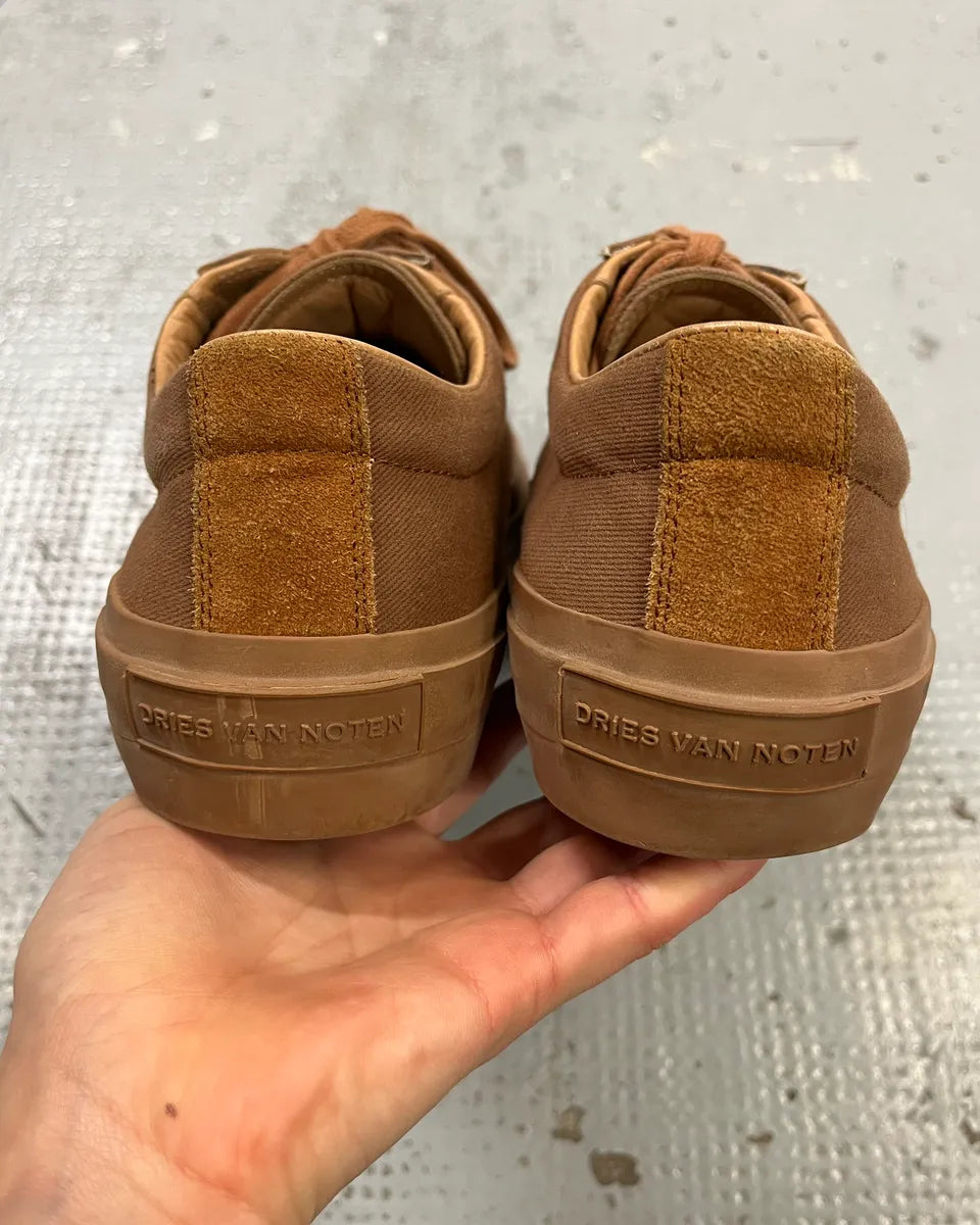 Dries Van Noten Brown Tan Suede Low-Top Sneakers LMlnqXQ 8
