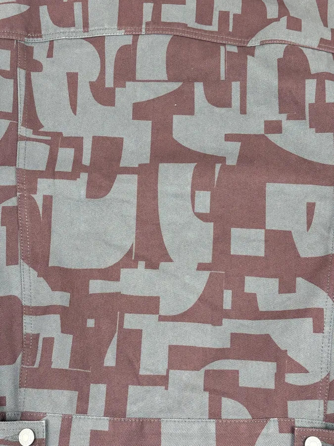 Dries Van Noten Burgundy & Grey Digital Print Denim Jacket HKHmQUi 10