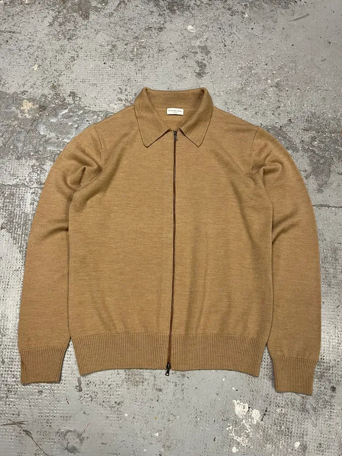 Dries Van Noten Camel Beige Zip-up Sweater zSEOuph 0