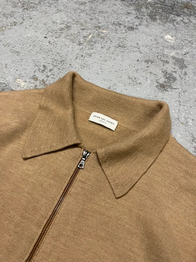 Dries Van Noten Camel Beige Zip-up Sweater zSEOuph 4