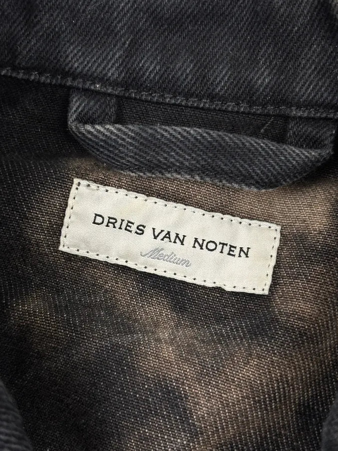 SS2022 Dries Van Noten Tie-Dye Dark Bleached Denim Jacket cgHKUjH 9