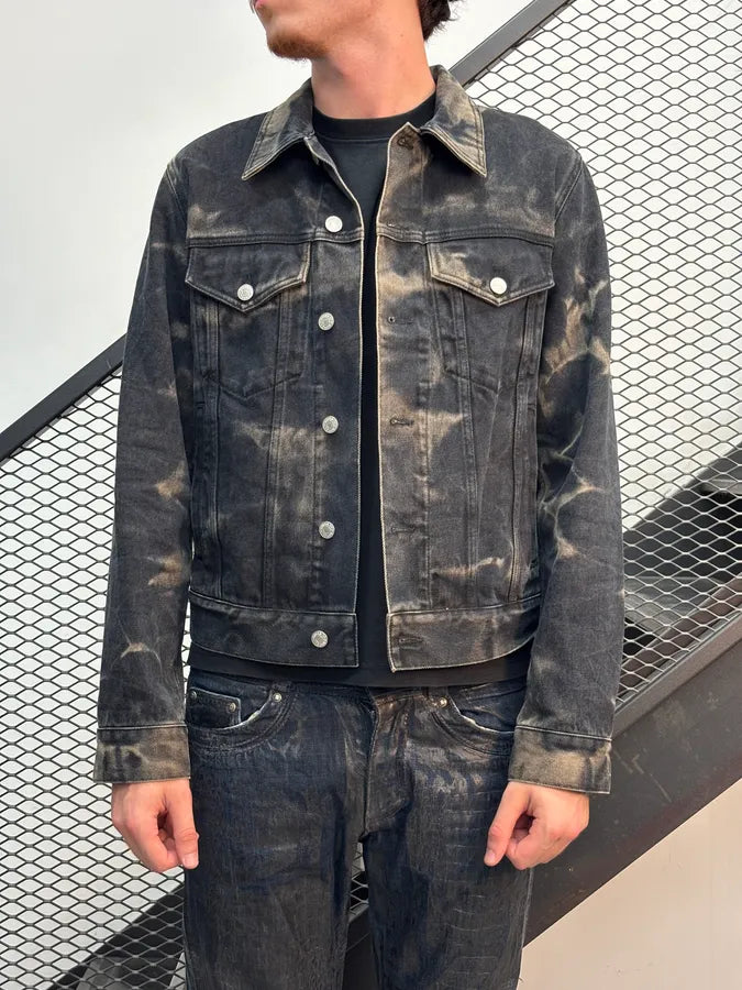 SS2022 Dries Van Noten Tie-Dye Dark Bleached Denim Jacket cgHKUjH 0
