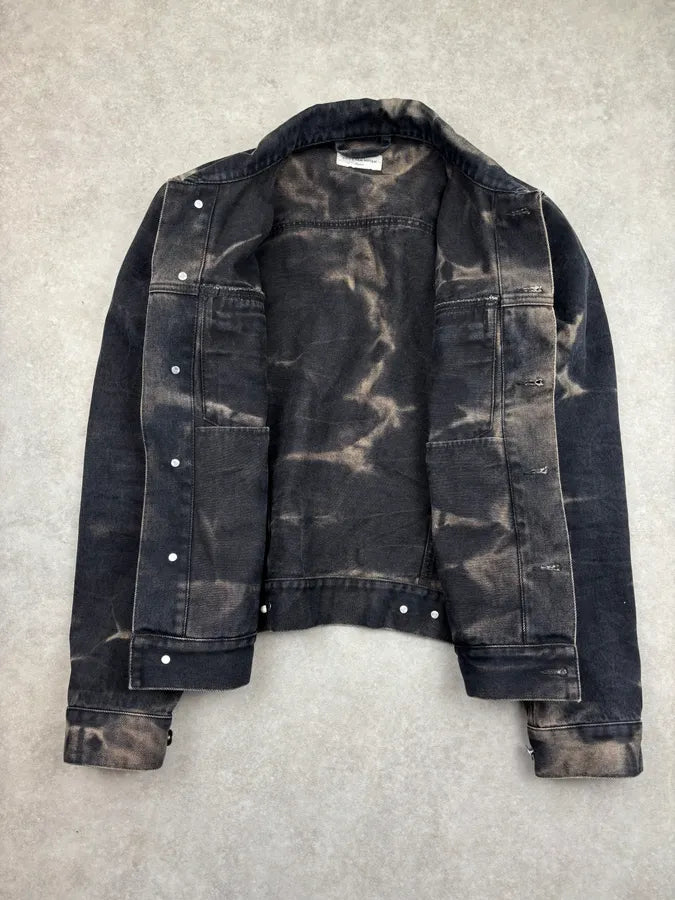 SS2022 Dries Van Noten Tie-Dye Dark Bleached Denim Jacket cgHKUjH 6