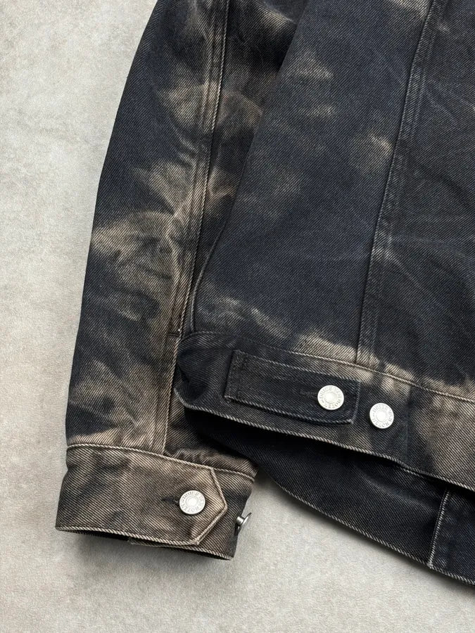 SS2022 Dries Van Noten Tie-Dye Dark Bleached Denim Jacket cgHKUjH 8