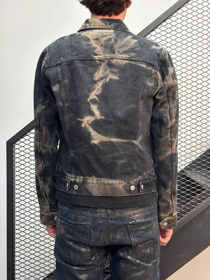 SS2022 Dries Van Noten Tie-Dye Dark Bleached Denim Jacket cgHKUjH 1