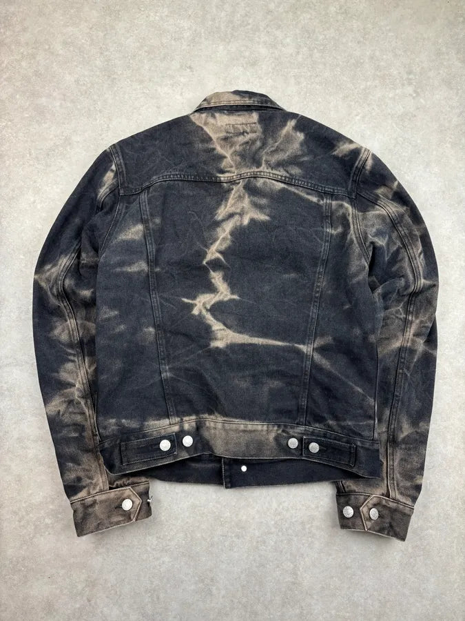 SS2022 Dries Van Noten Tie-Dye Dark Bleached Denim Jacket cgHKUjH 3