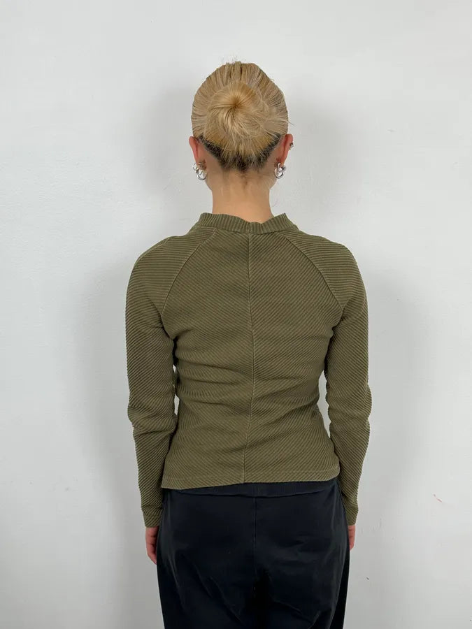 2000s Dries Van Noten Classy Minimalist Khaki Sweater SBsFLnR 1