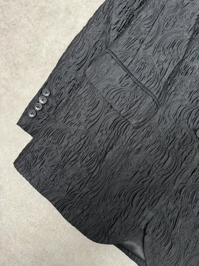 Dries Van Noten Contemporary Plissed Black Blazer Jacket gvdeiuU 5