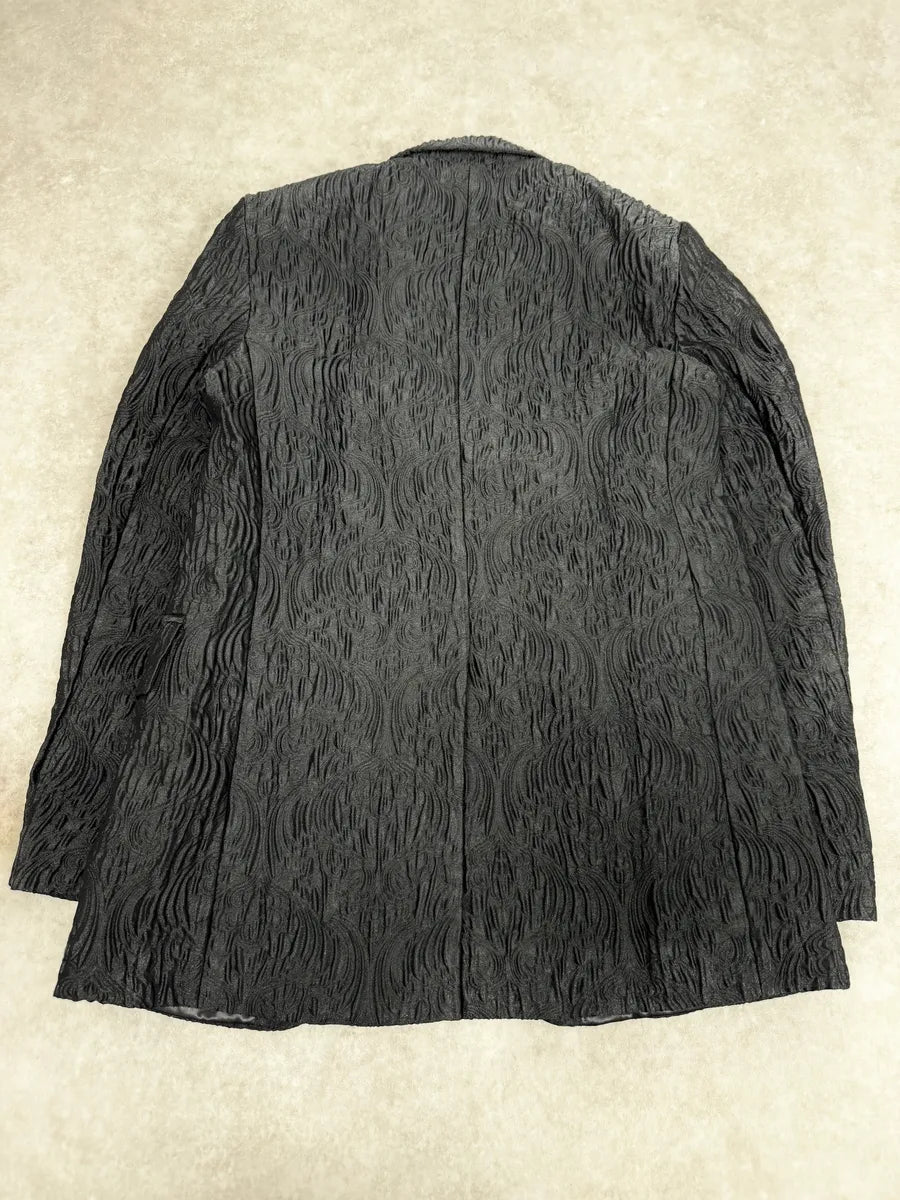 Dries Van Noten Contemporary Plissed Black Blazer Jacket gvdeiuU 6