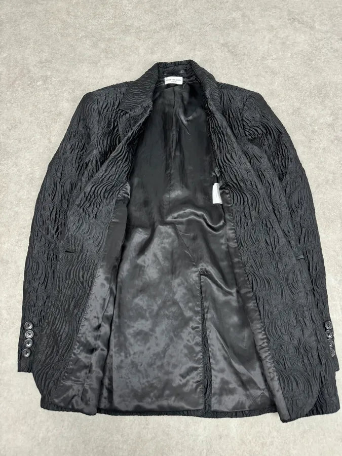 Dries Van Noten Contemporary Plissed Black Blazer Jacket gvdeiuU 7