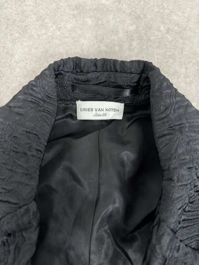 Dries Van Noten Contemporary Plissed Black Blazer Jacket gvdeiuU 8