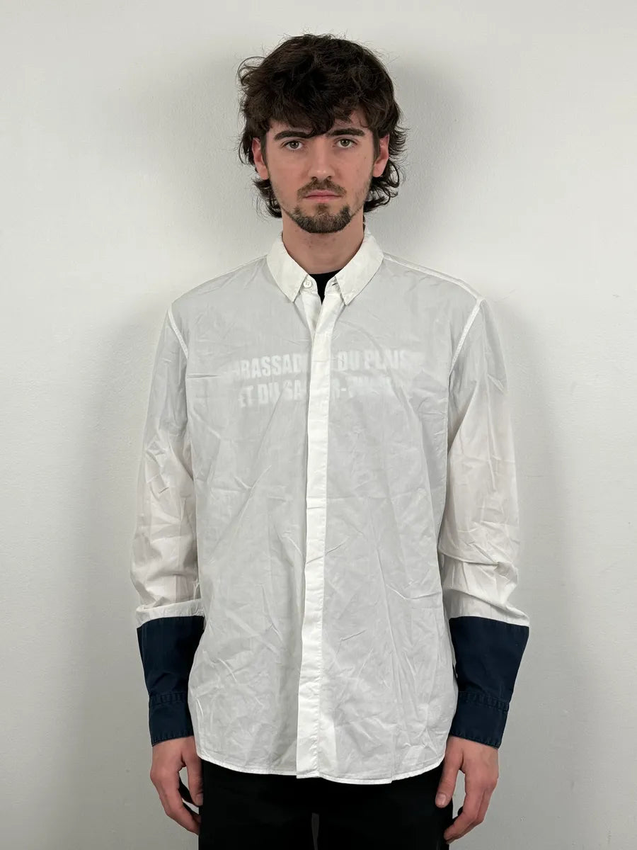 Dries Van Noten Contemporary White & Navy Shirt SSvpqNM 1