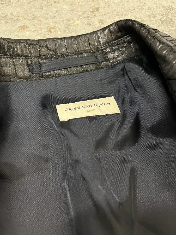 Dries van Noten Crocodile Effect Quilted Black Blazer ziFtOuN 8