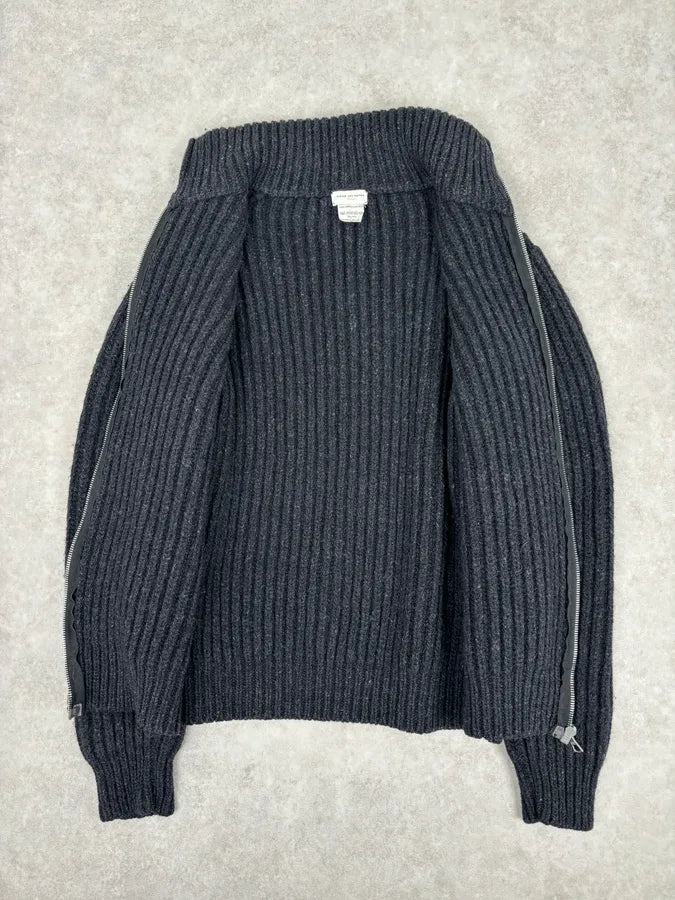 Dries Van Noten Dark Grey Wool Minimalist Zip-up Sweater FHqTvzr 6