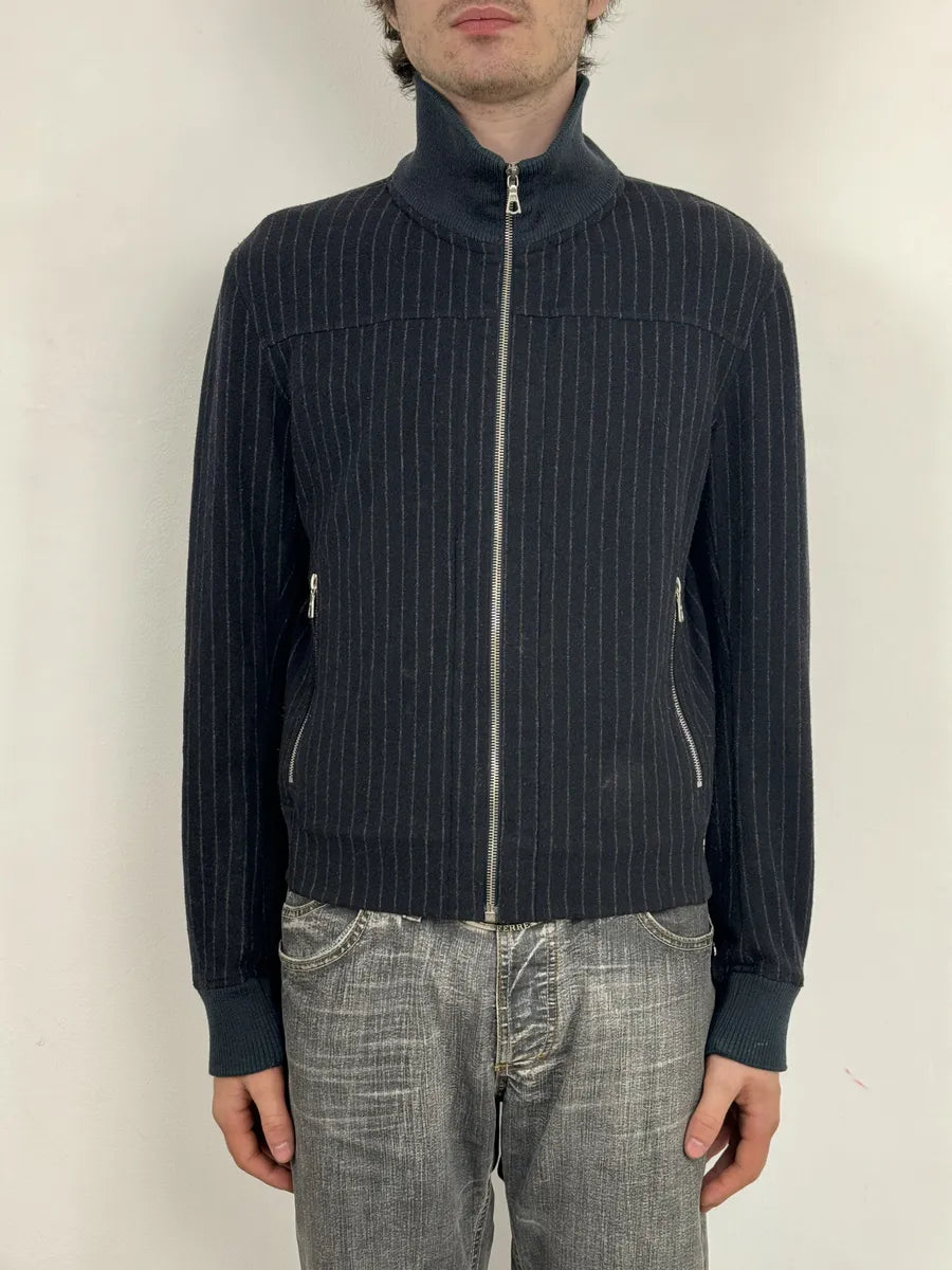 Dries Van Noten Dark Wool Striped Zip-up Jacket ttQEoxC 0