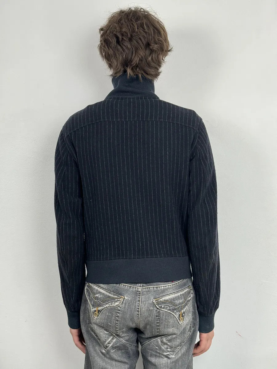 Dries Van Noten Dark Wool Striped Zip-up Jacket ttQEoxC 1
