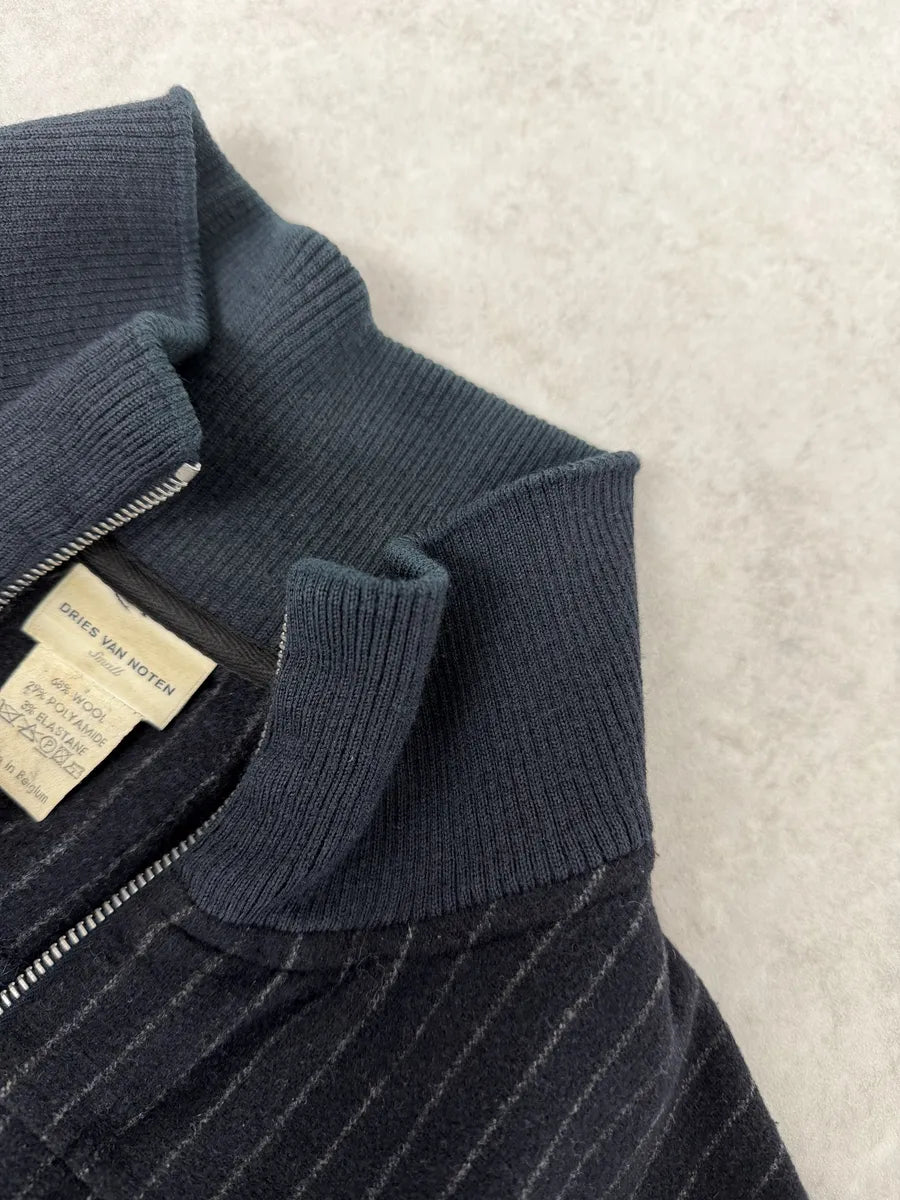 Dries Van Noten Dark Wool Striped Zip-up Jacket ttQEoxC 8
