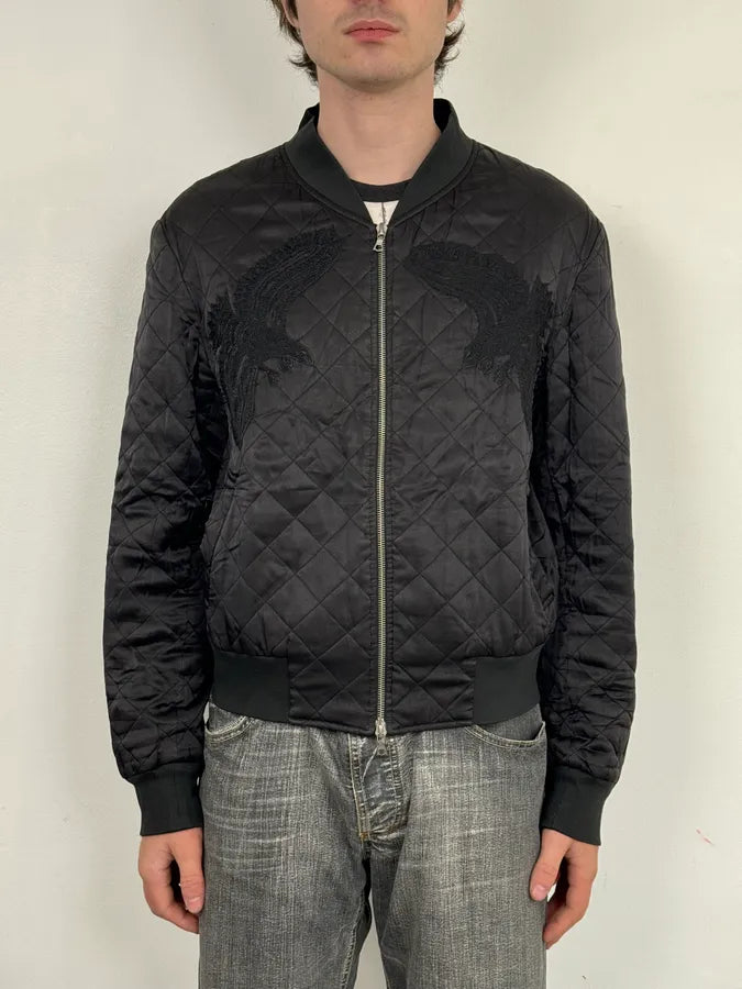 Dries Van Noten Eagle Black Quilted Bomber Light Jacket IwGAFsi 1