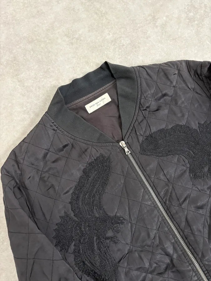 Dries Van Noten Eagle Black Quilted Bomber Light Jacket IwGAFsi 4