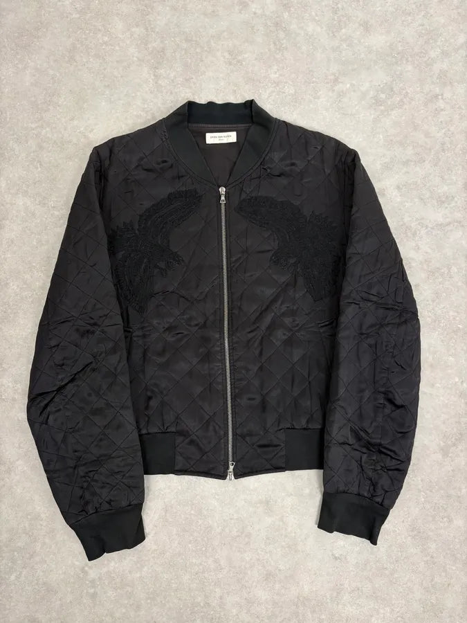 Dries Van Noten Eagle Black Quilted Bomber Light Jacket IwGAFsi 0