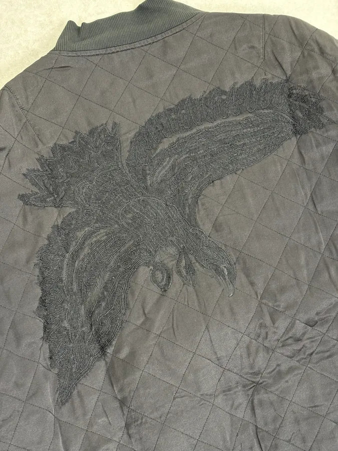 Dries Van Noten Eagle Black Quilted Bomber Light Jacket IwGAFsi 8
