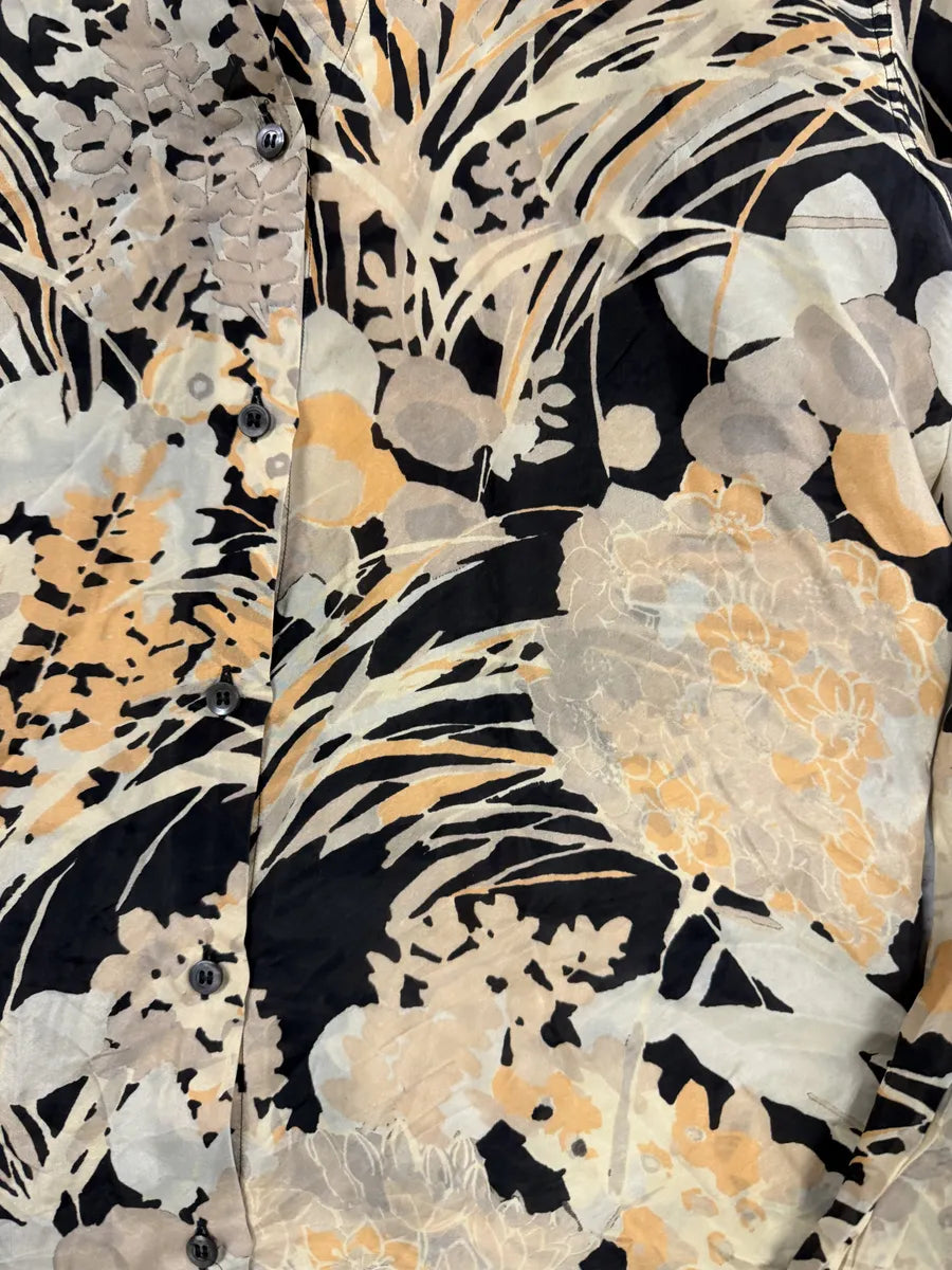Dries Van Noten Floral Beige & Black Silk Shirt vjxIcVR 11