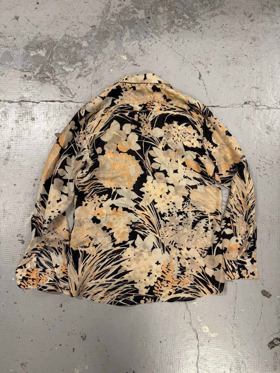 Dries Van Noten Floral Beige & Black Silk Shirt vjxIcVR 3