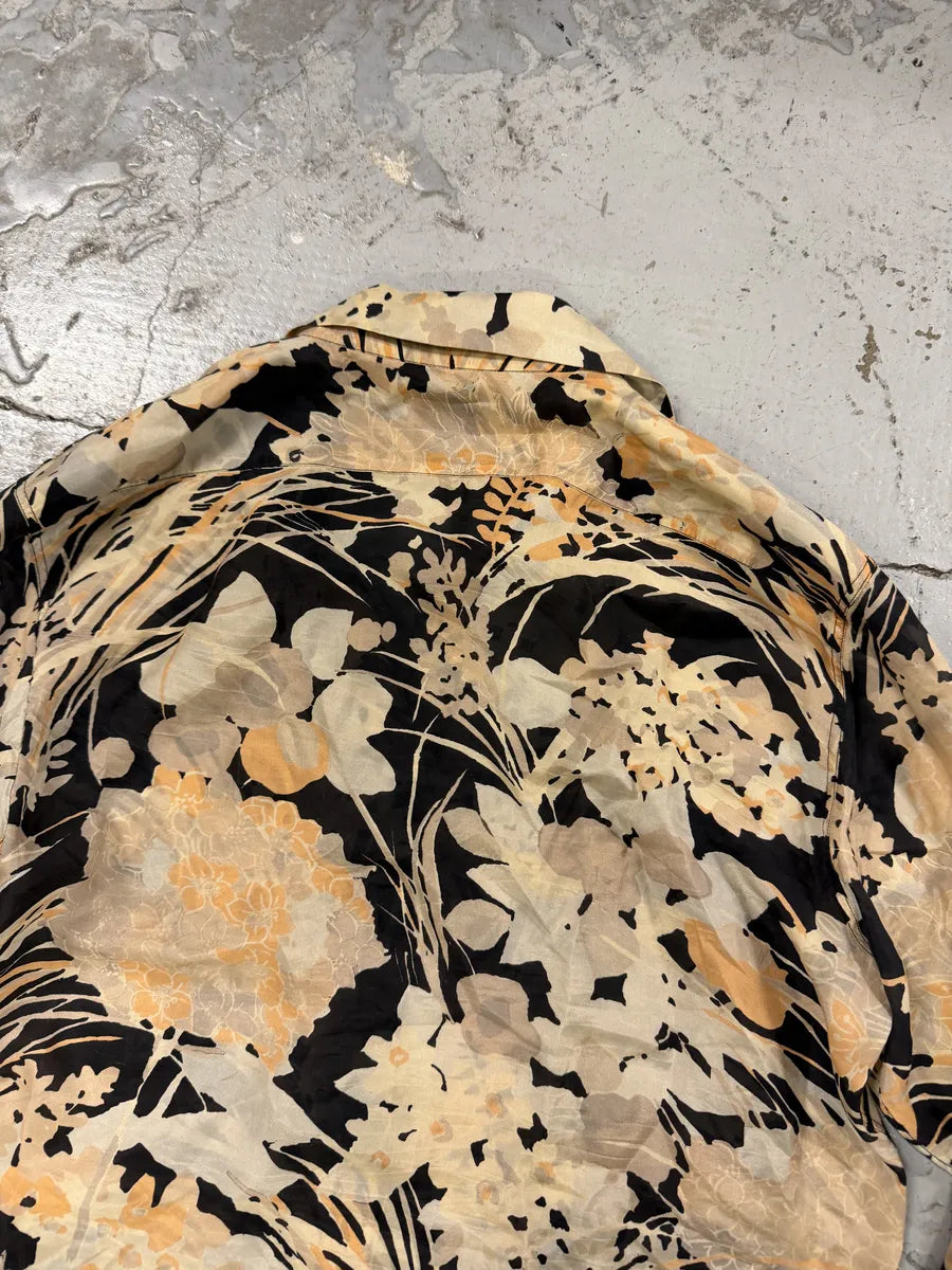 Dries Van Noten Floral Beige & Black Silk Shirt vjxIcVR 8