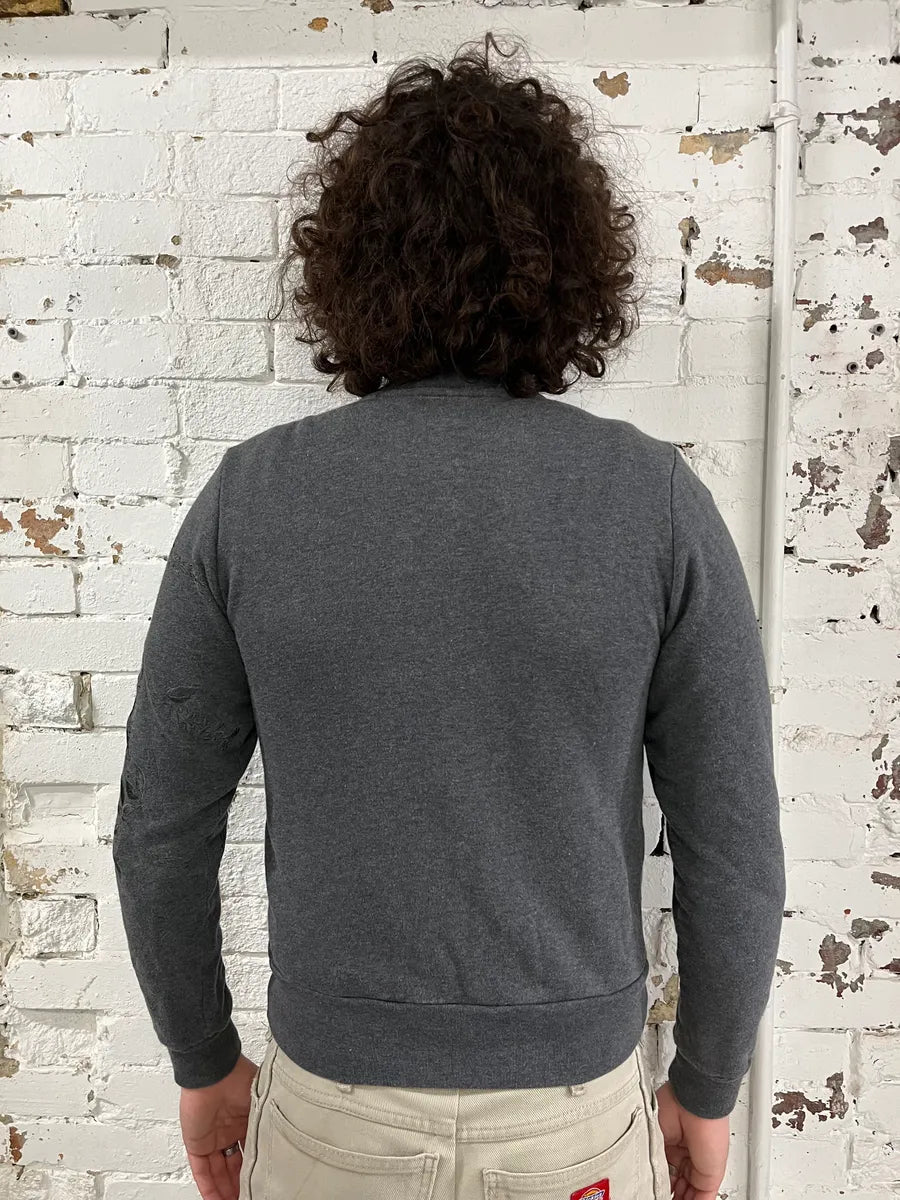 Dries Van Noten Floral Embroidered Grey Zip-Up Sweater ylIform 2