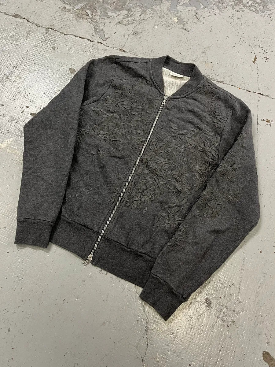 Dries Van Noten Floral Embroidered Grey Zip-Up Sweater ylIform 3