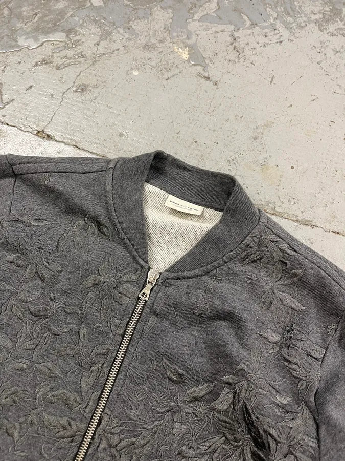 Dries Van Noten Floral Embroidered Grey Zip-Up Sweater ylIform 4